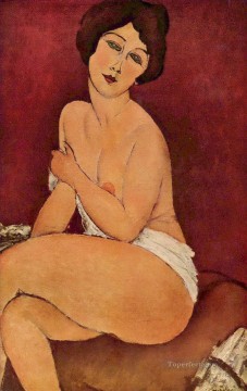 Amedeo Modigliani Painting - Desnudo sentado en un diván Amedeo Modigliani